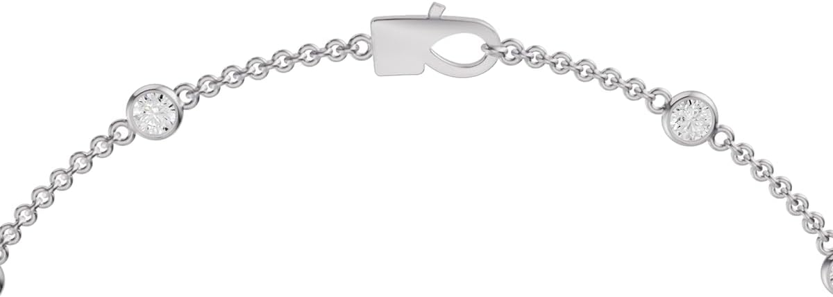 TimeLess Classics Women's Necklace - 14K Gold Bezel Set Lab Grown Diamond Station Necklace (Available From 0.25-2 CTW)