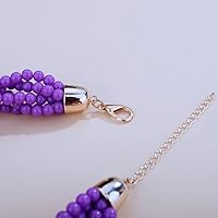 Vista 6 de Gargantilla de racimo de cuentas trenzadas multicapa de los años 20 con pendientes