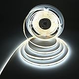 TUNICHX COB LED Strip Light DC 12V LED Strip Light Flexible Super Bright LED Strips,16.4ft 6500K Whi