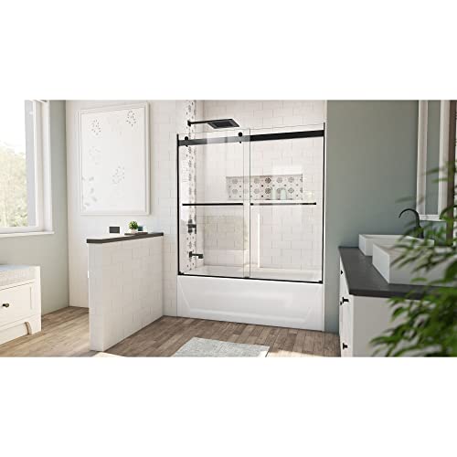 DreamLine Essence 56-60 in. W x 60 in. H Frameless Bypass Tub Door in Matte Black - Thumbnail 2