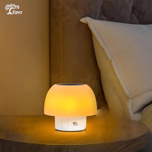 Image of Epyz Solar Table Lamp Rechargeable Outdoor Solar Lamps for Patio Waterproof, Dimmable Warm White and RGB LED Patio Lamp for Outside Terrace (Pack of 2)