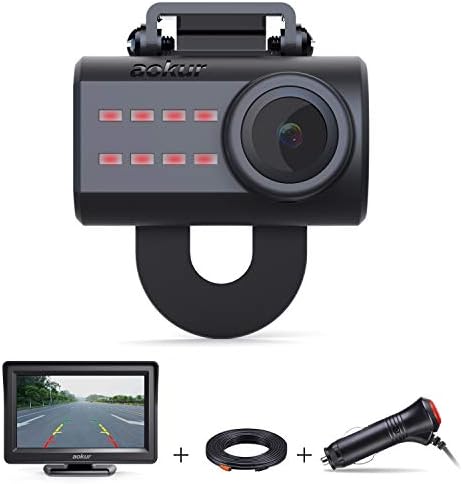 Aokur HD 4.3inch Car Backup Reverse Cam,Rear View Camera Night Vision License Plate Waterproof IP68 120° Wide Angle Easy-Installation for Car RV Truck Trailers