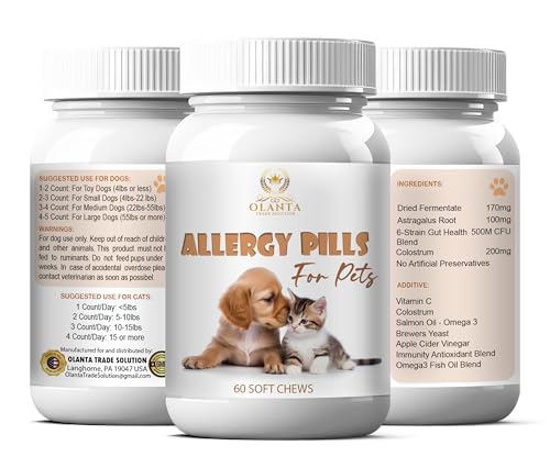 Dog & Cat Allergy Supplement – Natural Itch & Skin – Immune Support - 60 Soft Chews