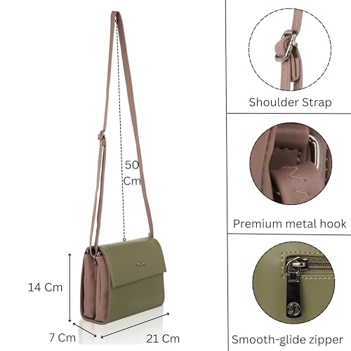 Image of Stylish Sling Bag for Women | Compact Flap Shoulder Crossbody Purse | Adjustable Strap | Smooth Zipper Closure | Fashion Handbag for Travel, Shopping, Casual Outings & Daily Carry