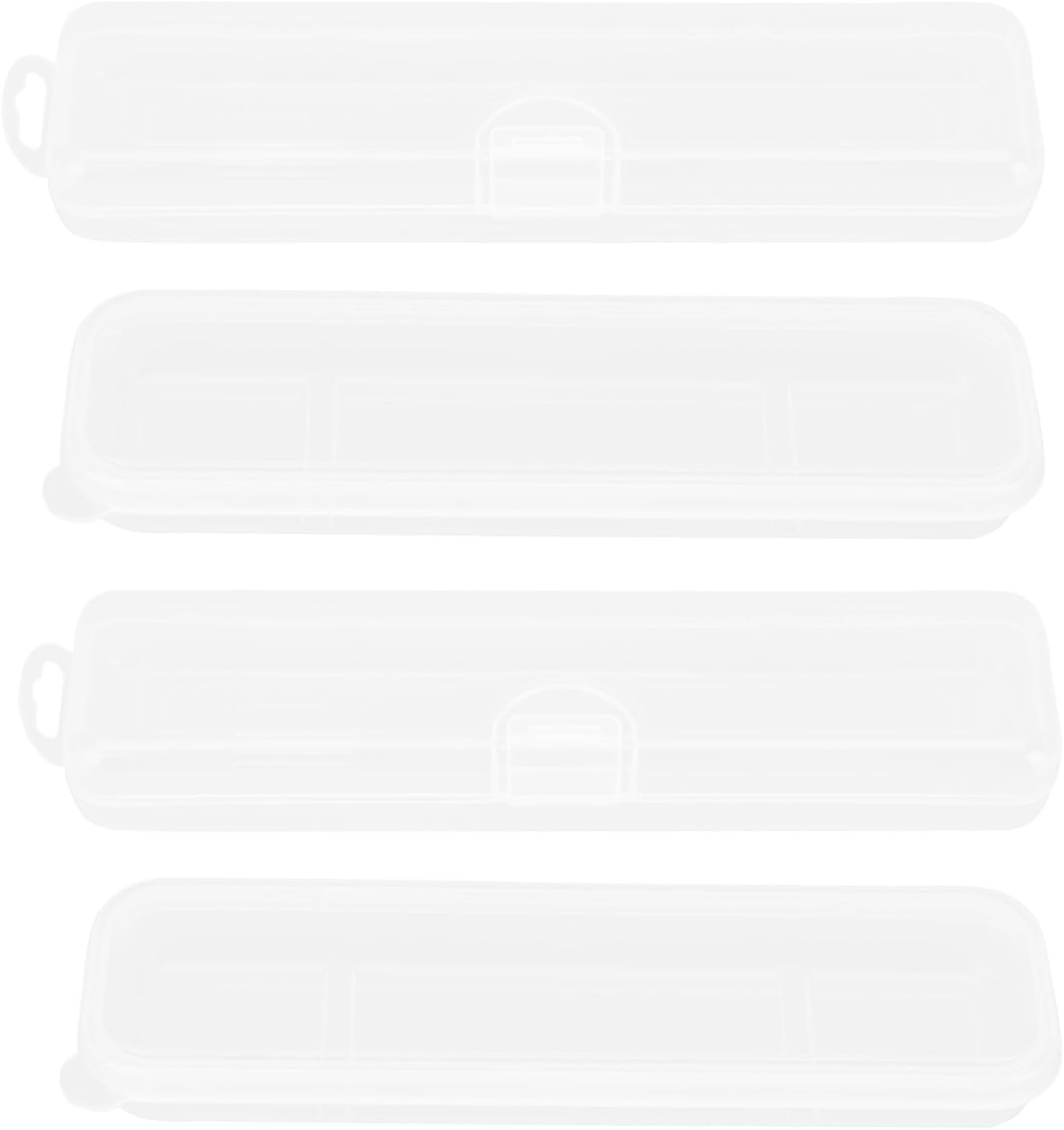 Uonlytech 4pcs Transparent Rectangular Nail Art Pen Storage Boxes Nail Care Tool Containers Manicure Supplies Organizer Portable Cosmetic Brush Holder for Home Salon Use