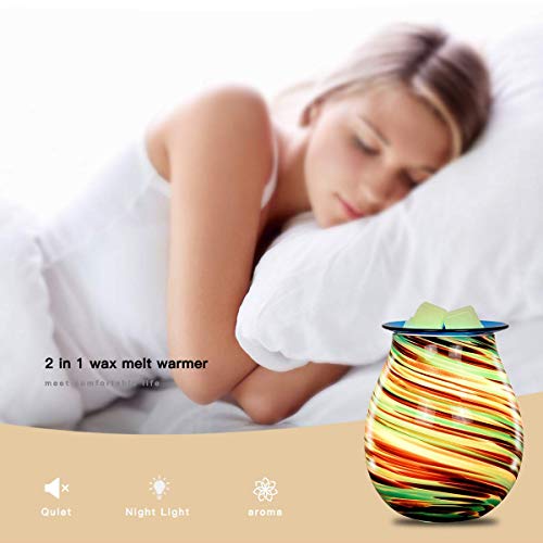 EQUSUPRO Glass Wax Melt Warmer Electric Incense Wax Tart Burner Fragrance Night Light Aroma Decorative for Home Office Bedroom Living Room Gifts