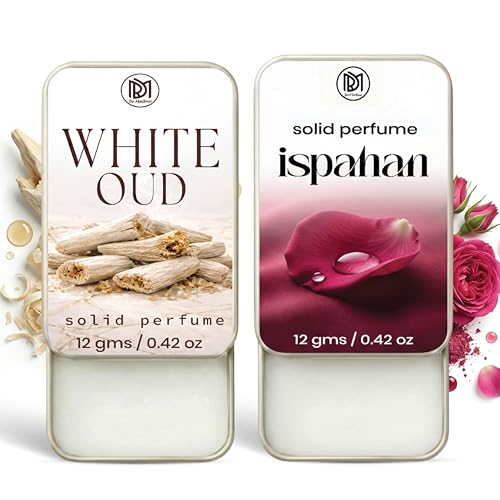 Image of Dr.Mashur Solid Perfume |White Oud&Ispahan Alcohol Free Wax Perfume Balm, Long Lasting | Pocket Tin 12g, Pack Of 2| Non Greasy Smooth Glide, Travel Friendly Men And Women