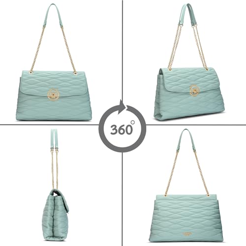 Image of Lavie Luxe Women's Monogram Wella 3-Compartment Satchel Handbag | Satchel Bag for Work | Ladies purse | Stylish Shoulder Bag | Gift For Women
