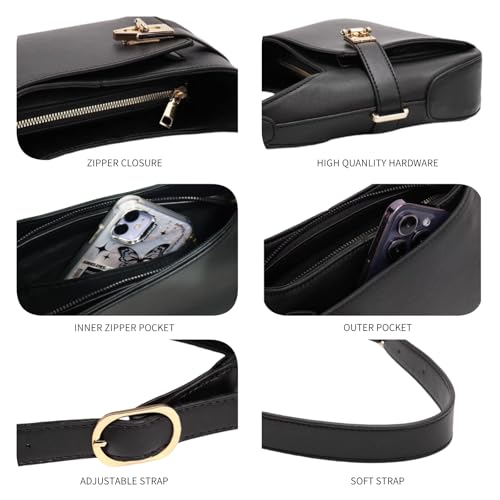Shoulder Bag for Women Small Black Purse Mini Handbags PU Leather Underarm Bag - Present for Christmas, Birthday and Valentine4