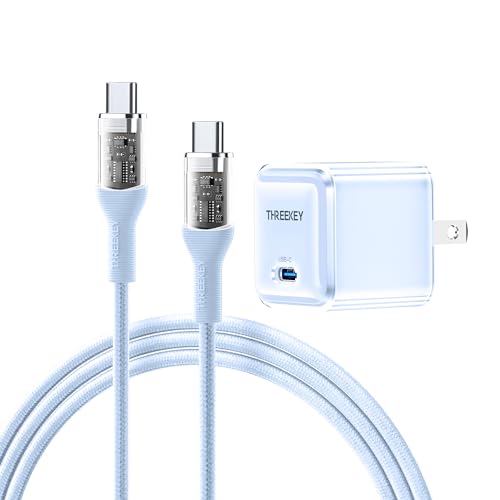 THREEKEY 30W PD 急速充電器 Xiaomi/iPhone 充電器 付き USB-C to USB-C ケーブル1m 小型コンパクトiPhone 15シリーズ/Galaxy S23/Google Pixelシリーズ/iPad Pro/iWatchなどに対応 (ブルー)