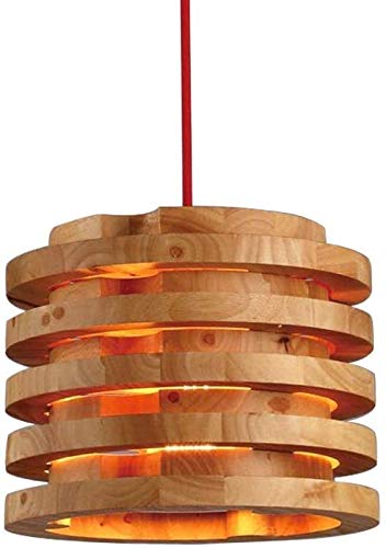 Plafonnier cercle en bois massif et lustre design pour chambre