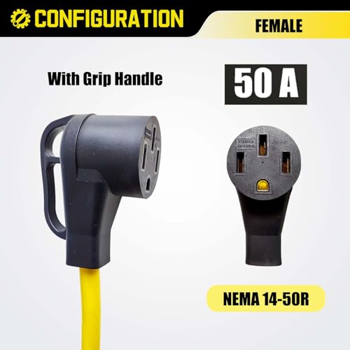 Image of 4 Prong Twist Lock 30 Amp to 50 Amp RV Adapter Cord 240V, NEMA L14-30P Locking Male to 14-50R Female for Tesla EV