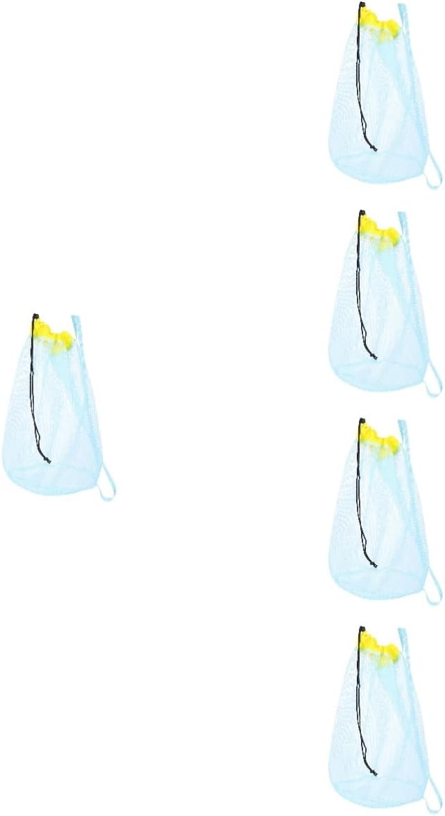 minkissy 5pcs Beach Toys Storage Mesh Bag for Boys and Girls Versatile Drawstring Pouch for Sand Digging Tools Gardening and Lightweight and Portable Beach Bag for Swimming and Travel