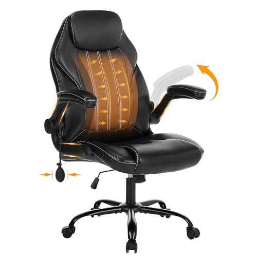 Office Desk Chair, Ergonomic Computer Chair with Padded Flip-Up Arms