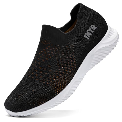 INYO Men Walking Shoes Slip on Shoe Lightweight Trainers Running Sneaker Gym Fitness Sport Shoes Casual Working Jogging Outdoor