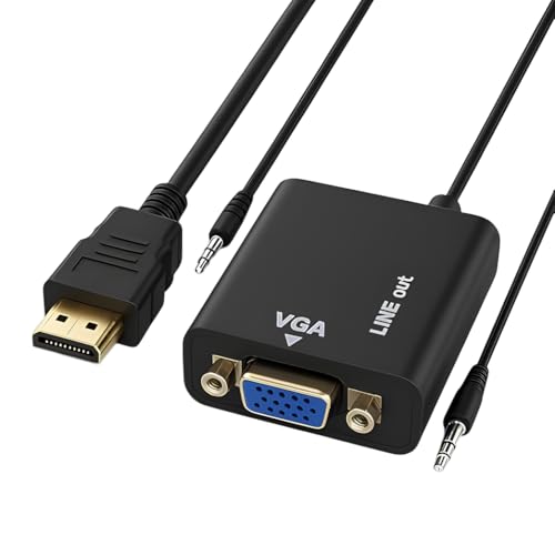 Cabo Conversor Adaptador HDMI para VGA com Saída de Áudio Cabo P2 – Compatível com PC, Notebook, TV, Projetor e Console