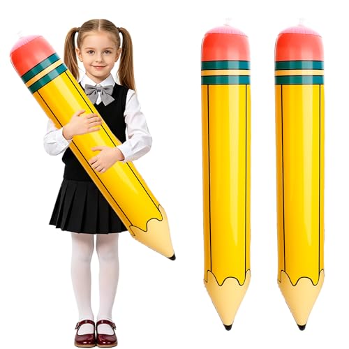 Pencil Balloons 27 Inch Large Back to School Inflatable Pencil Balloon 2Pcs Giant Yellow Crayon Balloons for The First Day of School Classroom Welcome Birthday Party Favors Supplies Decorations