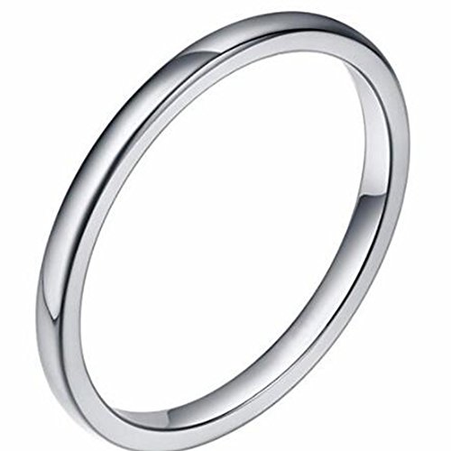 Jude Jewelers 2MM Tungsten Carbide Stackable Ring Plain Wedding Band (Silver, 8.5)