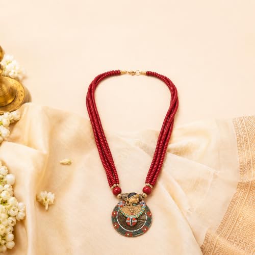 Image of AAKRITI ART CREATIONS Handcrafted Tribal & Wooden Necklace Collection | Dhokra, Ethnic, Brass & Artistic Designs | Royal, Boho & Nomadic-Inspired Statement Jewelry for Women