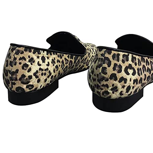 F.N.JACK Loafers for Men - Canvas Leopard Print Loafers Slip-on Flat Cotton Wedding Dress Shoes…4