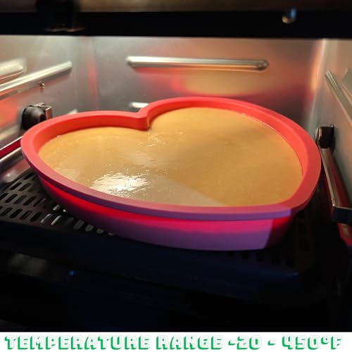 MarStore Silicone Heart Shaped Cake Pans – 9 Inch Pink Nonstick Food-Grade Heart Cake Pan, Oven & Microwave Safe Molds for Baking – Easy to Clean in Just 2 Seconds