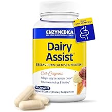 Enzymedica DairyAssist Digestive Enzymes for Men & Women - Lactose Intolerance Support Supplement with Lactase Enzyme, Breaks Down Milk & Dairy, Helps Reduce Gas & Bloating, Gluten Free - 30 Capsules