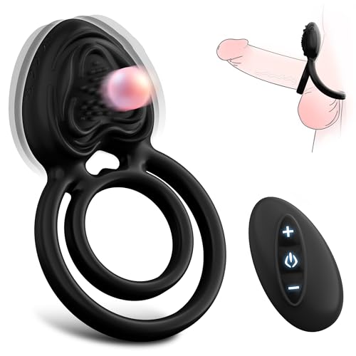 Image of Vibrating Cock Ring Sex Toys for Men, 3 in 1 Penis Ring Vibrator with 10 Vibrations, Male Masturbator for Adult Sex Toys & Games with Remote Control, Silicone Couple Toy for Clitoral Stimulator
