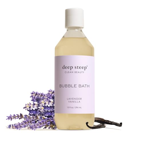 Deep Steep Bubble Bath, Lavender Vanilla, 10 oz – Soothing Soak with Shea Butter, Argan Oil, Aloe Vera & Coconut Oil – Vegan, Sulfate-Free, PH-Balanced Clean Beauty