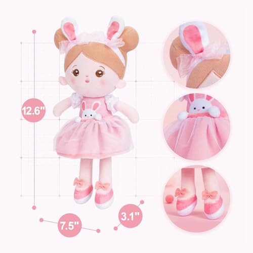 Image of OUOZZZ 12.6 inch Soft Baby Doll Toys for 1 + Year Old Girl Gifts - Easter Gifts Bunny Plush for Kids Easter Toys Decorations Basket Stuffers for Toddlers Infants