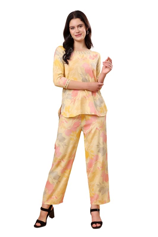 Image of London Hills Women Printed Kurta with Pant Salwar Suit Set || Plazo Kurti Cotton Set