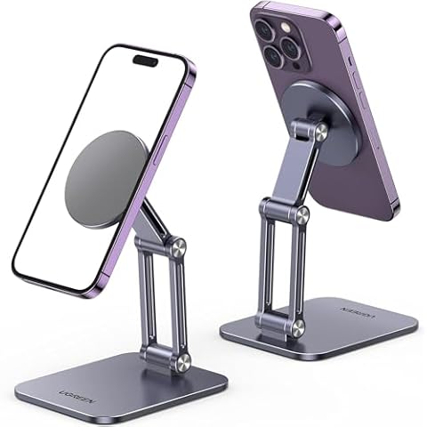Yilador Magnetic Phone Stand Compatible with MagSafe iPhone Stand for Desk, Adjustable Cell Phone Stand Compatible for iPhone 15 14 13 12 Pro Max and MagSafe Case Cover