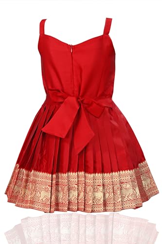 Image of South Indian Traditional Pattu Pavadai Tapeta Silk Frock Dress for Baby Girls