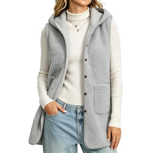 Women Vest Jacket Warm Oversized Long Sleeveless Sherpa Jacket Cardigans - image 1