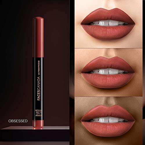Image of FACES CANADA Ultime Pro HD Intense Matte Lipstick + Primer - Obsessed (Red), 1.4g | 9HR Long Stay | Flawless HD Matte Finish | Intense Color | Lightweight | Smooth Glide | Primer Infused (Pack of 2)