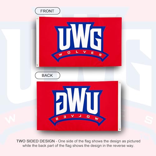 Desert Cactus University of West Georgia UWG Flag - 3 x 5 Feet Wolves Banner, Indoor/Outdoor Durable Fabric, 100% Polyester Design (Style 2) by Desert Cactus - Image 2