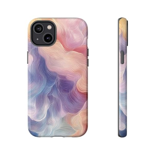 Coque rigide iPhone 14 Plus brillante antichoc avec motif vagues pastel violet
