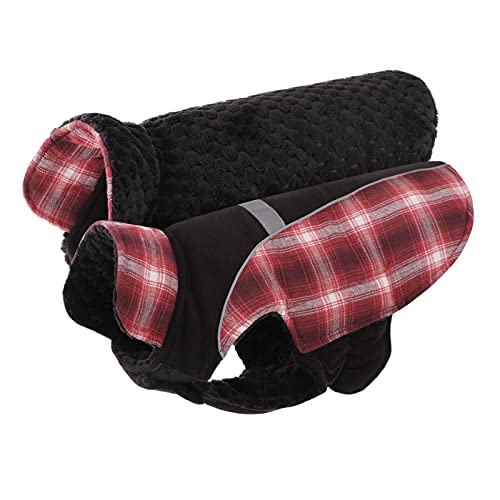 JUDYBRIDAL Winter Dog Coat,Reversible Reflective Windproof Plaid Pet Vest,British Style Warm Cozy Dog Cold Weather Jacket,Thickening Pet Apparel for Small Medium and Large Dogs (XL | Red)