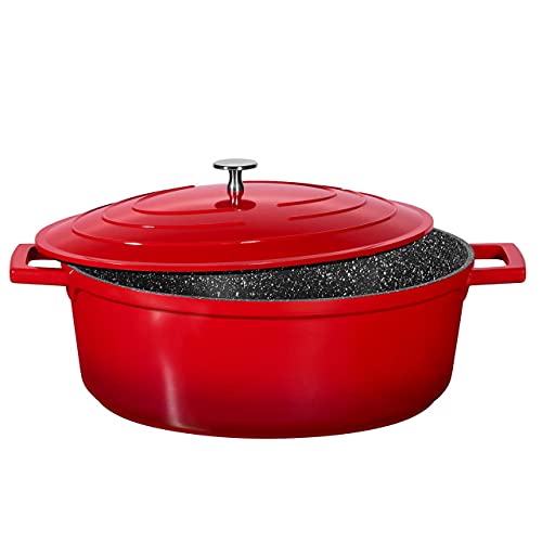 STONELINE® Gourmet braadpan 32 x 25 cm, met gegoten aluminium deksel, kersenrood