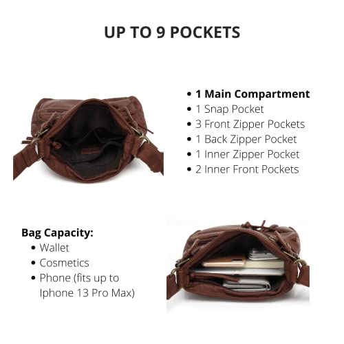 Scarleton Crossbody Bags for Women Purses and Handbags Multi Pocket Shoulder Bag Faux Leather Small, H183304 - Brown - Thumbnail 4