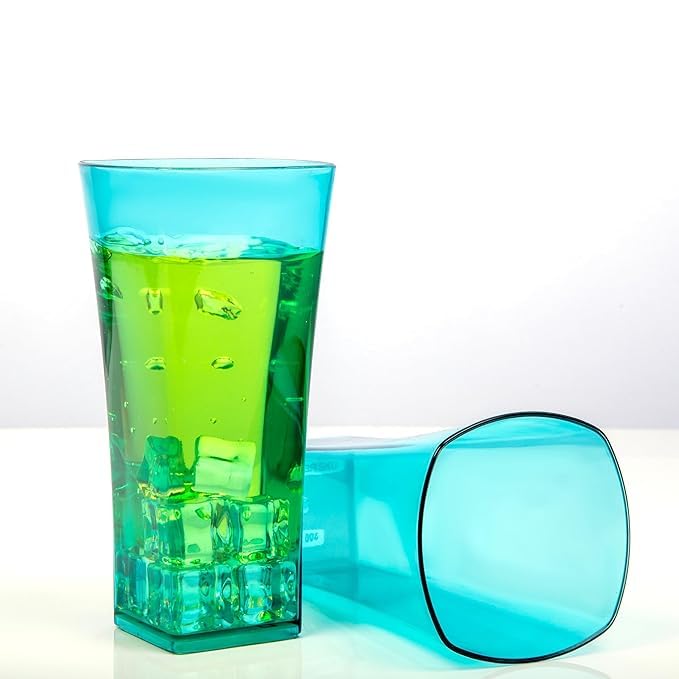 Image of SORATH Premium Drinking Glasses Set - Pcs Transparent Glassware | Stylish Tapered Glass Tumblers for Water, Juice & Cocktails | Modern Everyday Drinkware for Home & Commercial Use (Blue, Pack of 12)