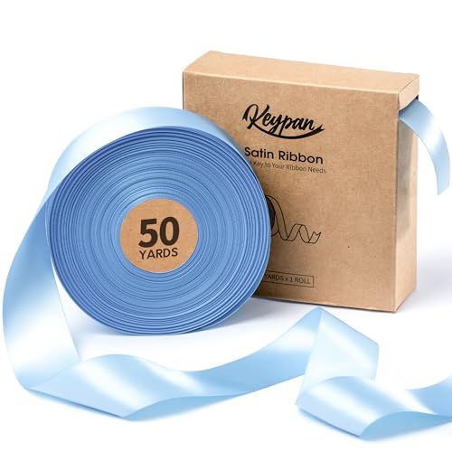 Keypan Baby Blue Satin Ribbon, 1.5 Inches, 50 Yards