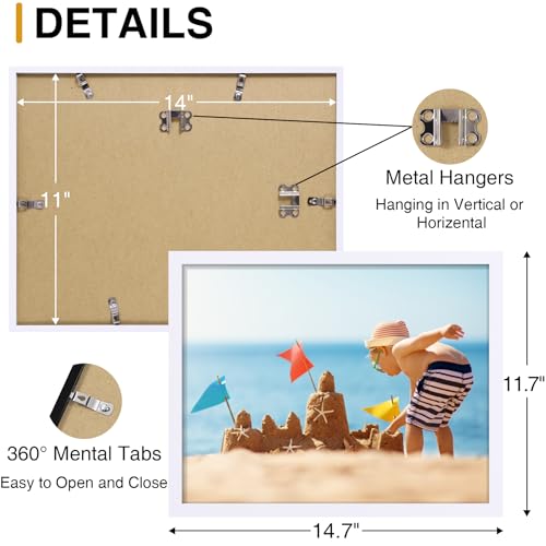 decorUhome 11x14 Picture Frames Collage Wall Decor, Display 5Pcs 4x6 Photos with Mat or 1Pcs 11x14 Unmatted, 5 4x6 Collage Picture Frames for Wall Mounting, White