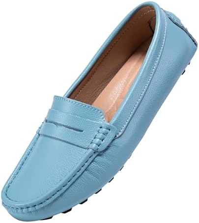 BEAUSEEN Women's Genuine Leather Penny Loafers Classic Driving Moccasins Casual Slip On Comfort Women Loafer Shoes