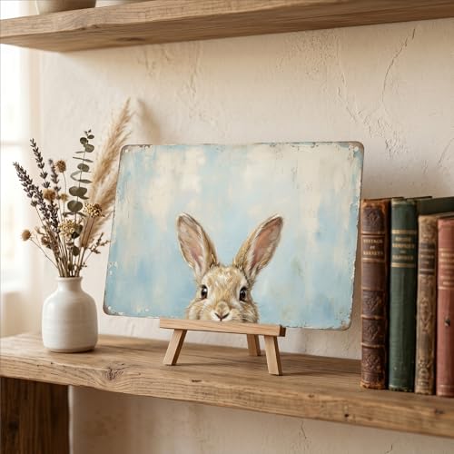 Peeking Easter Bunny Metal Sign Funny Rabbit Wall Decor Vintage Rustic... - Image 2