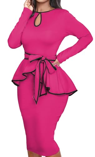 Image of MOJICK Vintage Dress for Women Ruffle Bodycon Keyhole