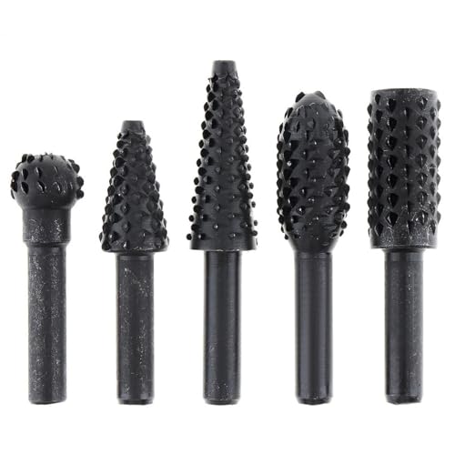 5pc Black Woodworking Rotary File DIY Grinding Accessories Set Electric Grinding Head Tool