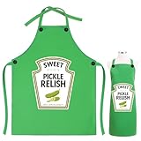 MOVINPE Condiment Apron Sauce Costumes– Halloween Funny Group Outfit & Family Matching Dress Up for Men Women Adults (PICKLE RELISH)