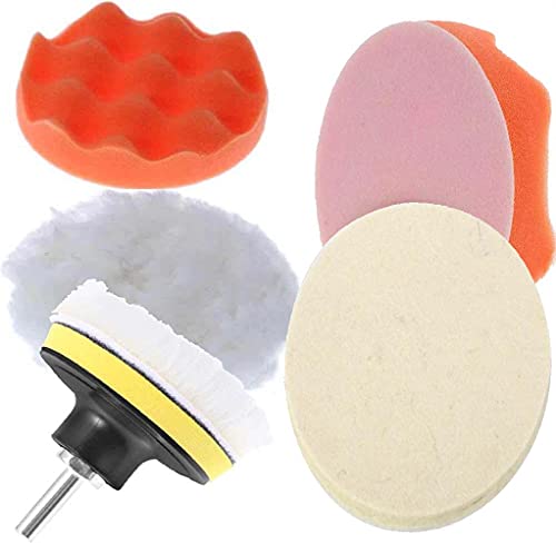 Image of DIY Crafts Pack of 4 Pcs 1 Kit, Multi Colour, Car Cleaning Felt & Wool Pad Foam Polishing Waxing Pad Kits Buffing Pad Polishing Wheel Sponge and(Pack of 4 Pcs 1 Kit, Multi Colour)
