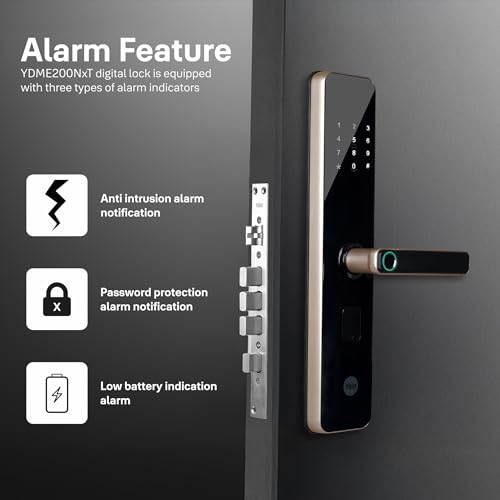 Image of Yale YDME 200 NxT Smart Door Lock | Fingerprint, PIN, RFID & Mechanical Key | Biometric Digital Lock for Home & Office |