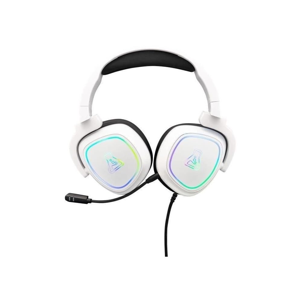 The G-Lab Korp Radium - Casque Gaming Filaire Jack 3.5mm LED Blanc | Filaire Jack 3.5mm, Son Stéréo, Fortes Basses, Micro Détachable, LED, Blanc, Compatible PC/PS4/PS5/Xbox/Switch